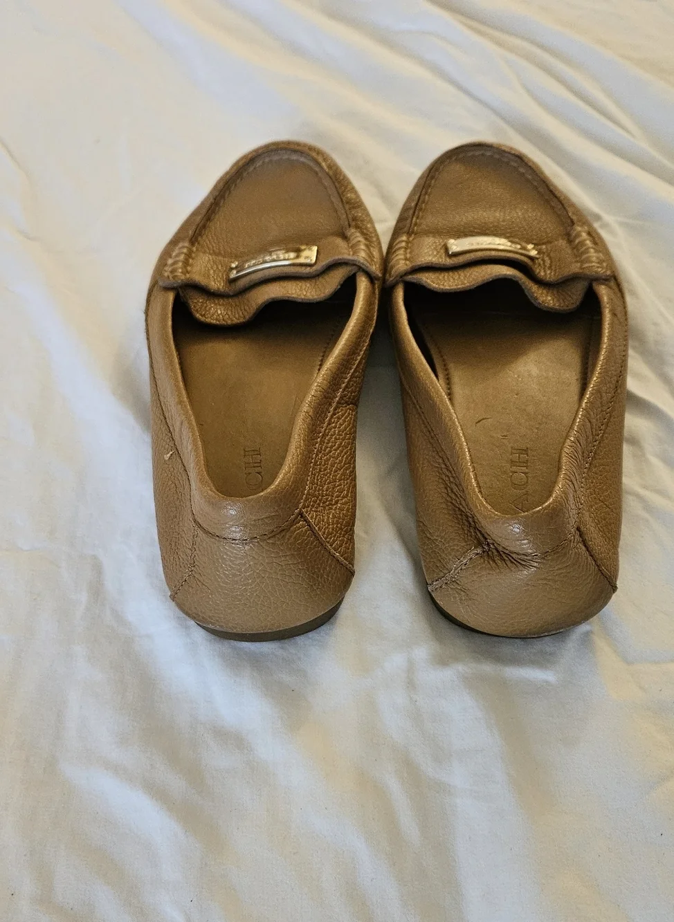 Coach Women’s Brown Pebbled Leather Loafers with Gold Plaque, Size 10 - Picture 2 of 3